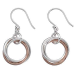 Sterling Silver & Rose Gold Plated Wool Mark Earrings - Pobjoy Diamonds