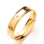 9K Gold Gents Flat Court 0.08 CTW Diamond Ring G/Si - Pobjoy Diamonds