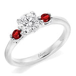 Gold 1.80 Carat Three Stone Lab Grown Diamond And Ruby Ring - Pobjoy Diamonds