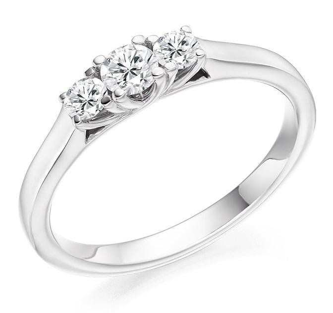 18K White Gold 0.40 CTW Diamond Trilogy Ring F-G/VS - Pobjoy Diamonds