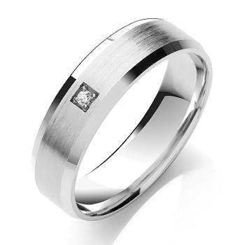 Mens wedding band hot sale with one diamond
