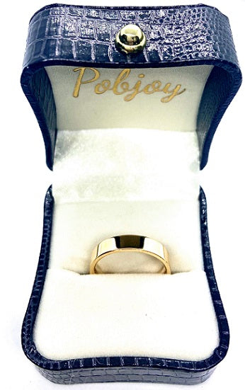 18K Gold Flat Court 3mm Wedding Band - Pobjoy Diamonds
