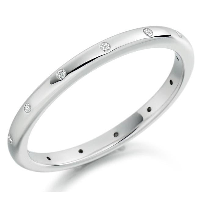 950 Platinum & Diamond 2mm Wedding Band - Pobjoy Diamonds