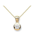 18K Yellow Gold Rubover Set 0.25 Or 0.50 Carat Diamond Necklace