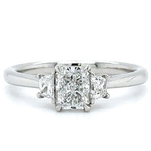 Load image into Gallery viewer, Three Stone Radiant &amp; Trapeze Cut Diamond Trilogy Ring