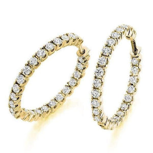 18K Gold Diamond Hoop Earrings 1.00 Carat