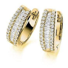 Load image into Gallery viewer, 18K yellow gold and 1.50 CTW round and princess cut diamond hug earrings Pobjoy Diamond
