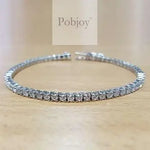 18K Gold Bezel Set Diamond Tennis Bracelet 3.00 Carats - Pobjoy Diamonds