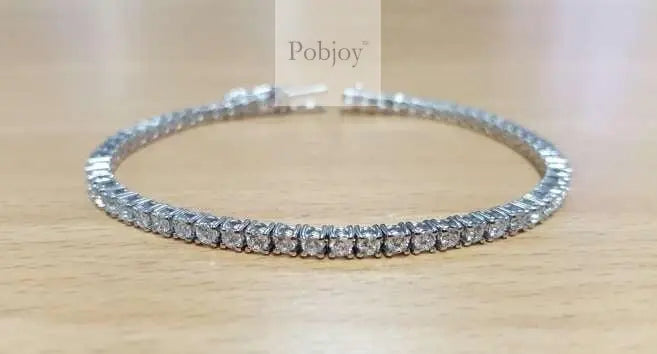 18K Gold Bezel Set Diamond Tennis Bracelet 3.00 Carats - Pobjoy Diamonds