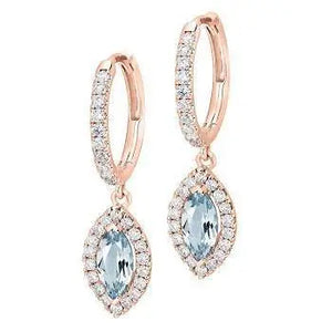 18K Gold & Aquamarine 1.90 Carat Diamond Drop Earrings