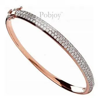 18K Rose Gold Ladies 3.00 Carat Pave Diamond Bangle - Pobjoy Diamonds