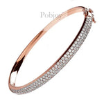 18K Rose Gold Ladies 3.00 Carat Pave Diamond Bangle - Pobjoy Diamonds