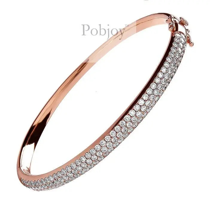 18K Rose Gold Ladies 3.00 Carat Pave Diamond Bangle - Pobjoy Diamonds