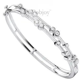 18K White Gold 1.00 Carat Studded Hinged Diamond Bangle - Pobjoy Diamonds