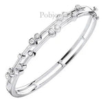 18K White Gold 1.00 Carat Studded Hinged Diamond Bangle - Pobjoy Diamonds