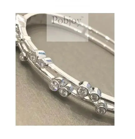 18K White Gold 1.00 Carat Studded Hinged Diamond Bangle - Pobjoy Diamonds