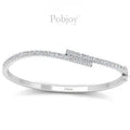 18K White Gold 1.20 Carat Hinged Diamond Bangle