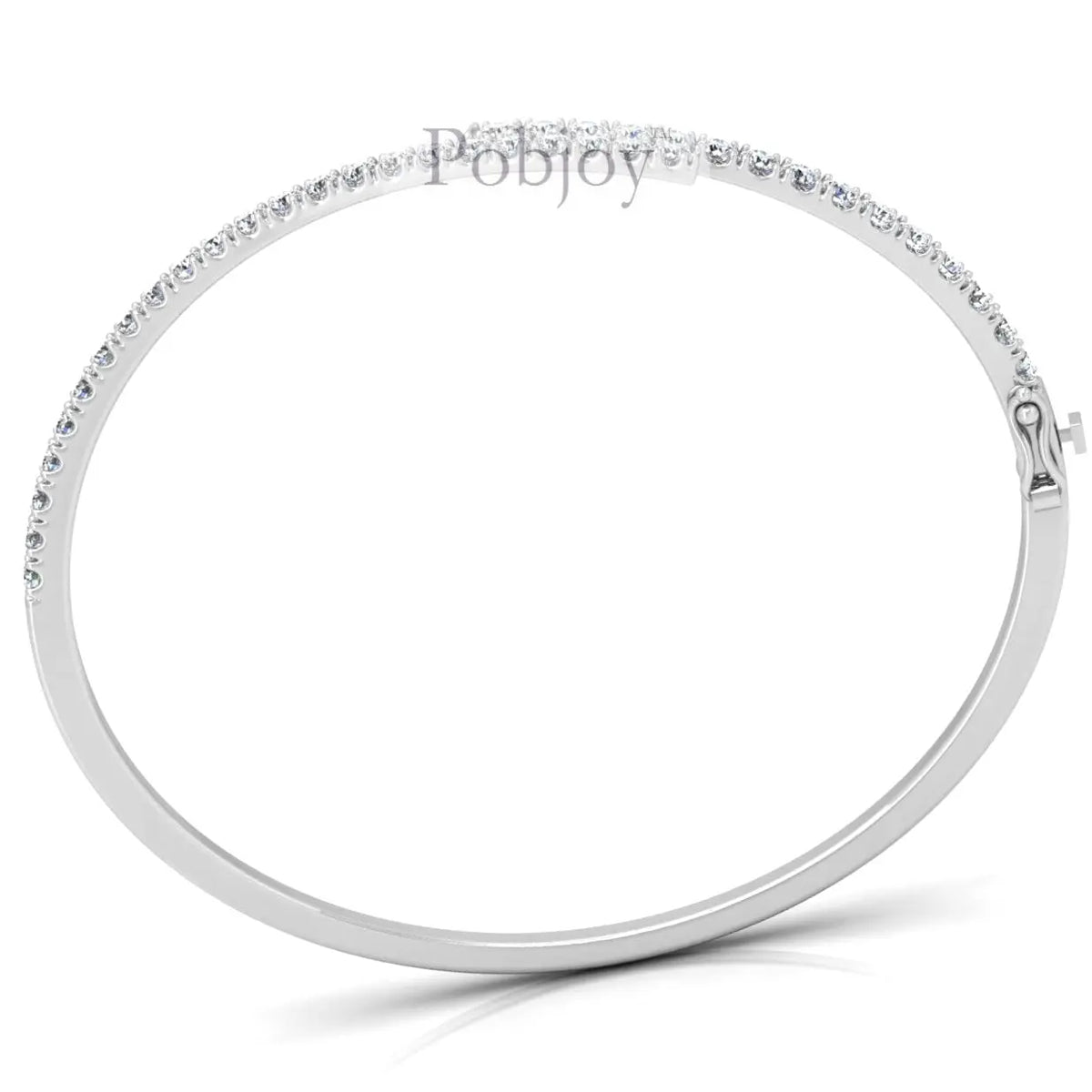 18K White Gold 1.20 Carat Hinged Diamond Bangle - Pobjoy Diamonds