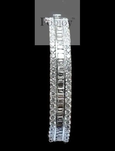 18K White Gold Baguette Diamond Bangle 6.90 Carats - Pobjoy Diamonds