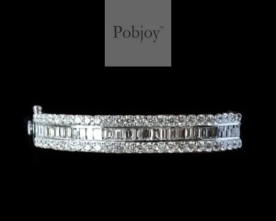 18K White Gold Baguette Diamond Bangle 6.90 Carats - Pobjoy Diamonds
