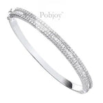 18K White Gold Diamond Bangle Round & Baguette 3.00 Carats - Pobjoy Diamonds