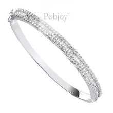 Load image into Gallery viewer, 18K White Gold Diamond Bangle Round &amp; Baguette 3.00 Carats