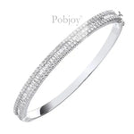 18K White Gold Diamond Bangle Round & Baguette 3.00 Carats - Pobjoy Diamonds