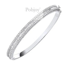 Load image into Gallery viewer, 18K White Gold Diamond Bangle Round &amp; Baguette 3.00 Carats
