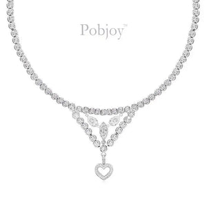 18K White Gold Diamond Heart Necklace 8.00 Carats