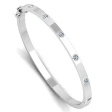 Load image into Gallery viewer, 18K White Gold Diamond Studded Hinged Bangle 0.30 Carat