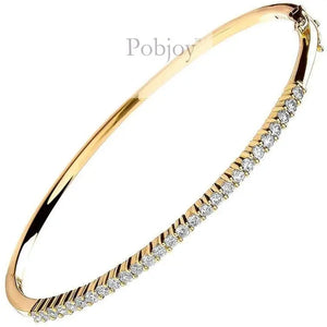 18K Yellow Gold 1.10 Carat Hinged Diamond Bangle Bracelet