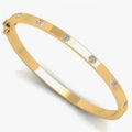 18K Yellow Gold Diamond Studded Hinged Bangle 0.30 Carat - Pobjoy Diamonds