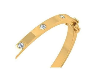 18K Yellow Gold Diamond Studded Hinged Bangle 0.30 Carat