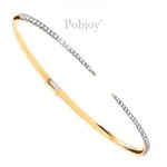 18K Yellow Gold Ladies Contemporary Hinged Diamond Bangle - Pobjoy Diamonds