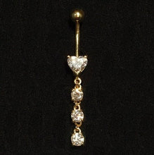 Load image into Gallery viewer, Four Stone Lab Diamond Heart Drop Belly Ring 1.30 Carats