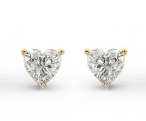 18K Gold 1.00 Carat Heart Shaped Diamond Earrings