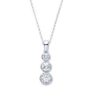 18K White Gold Trilogy Diamond Pendant & Necklace - Pobjoy Diamonds