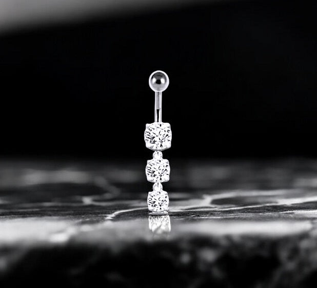 Lab Diamond Dangly Belly Piercing 1.40 Carats - Silver & Surgical Steel - Pobjoy Diamonds
