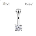 0.70 Carat Lab Diamond Belly Ring - Silver & Surgical Steel