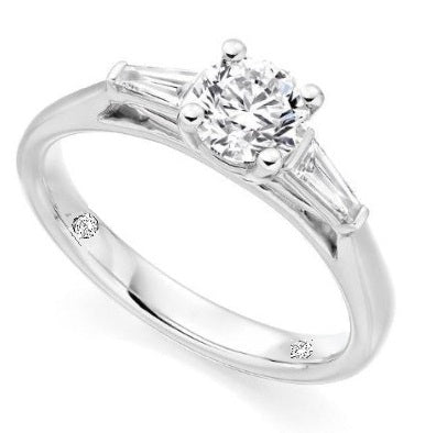 Solitaire & Baguette Lab Grown Diamond Ring 2.70 Carats E/VVS1