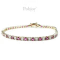 9K Gold Diamond Tennis Bracelet With Pink Sapphires - Pobjoy Diamonds