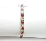 9K Gold Diamond Tennis Bracelet With Pink Sapphires - Pobjoy Diamonds
