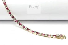 Load image into Gallery viewer, 9K Gold Diamond Tennis Bracelet With Pink Sapphires