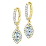 9K Gold & Aquamarine 1.90 CTW Diamond Drop Earrings - Pobjoy Diamonds