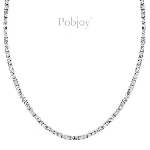 9K White Gold Ladies Diamond Line Necklace - 4.00 Carats - Pobjoy Diamonds