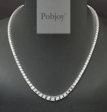 9K White Gold Ladies Graduated Diamond Necklace - 4.00 Carats - Pobjoy Diamonds