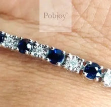 Load image into Gallery viewer, 9K White Gold Sapphire And Diamond Tennis Bracelet