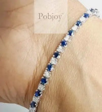 Load image into Gallery viewer, 9K White Gold Sapphire And Diamond Tennis Bracelet