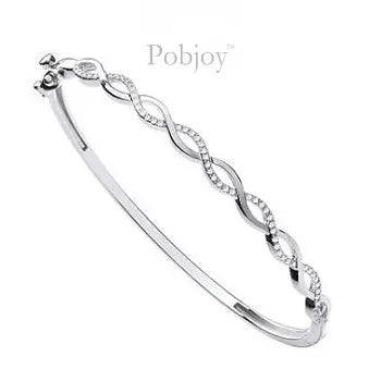 9K White Gold & Entwined Diamond Bangle 0.33 Carat - Pobjoy Diamonds