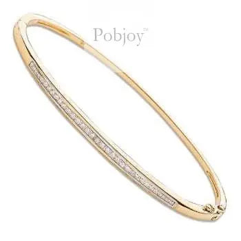 9K Yellow Gold Hinged Channel Set Diamond Bangle 0.50 CTW - Pobjoy Diamonds